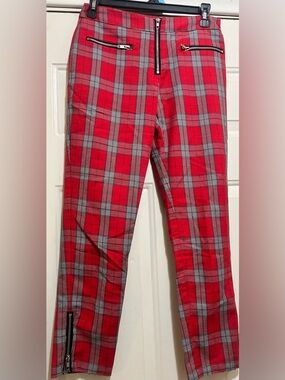 Millau Red Plaid Pants - Stylish Slim Fit Sz 8